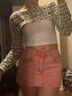 Cropped Multicolor Crochet Sleeves - Women